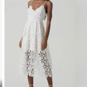Astr the label white eyelet lace sleeveless midi dress Anaya